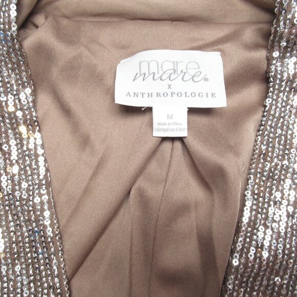 NWOT Anthropologie Mare Mare Sequin Duster Taupe Silver M - Picture 9 of 10